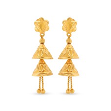 Enchanting Dual Layered Jhumkas Gold Earrings